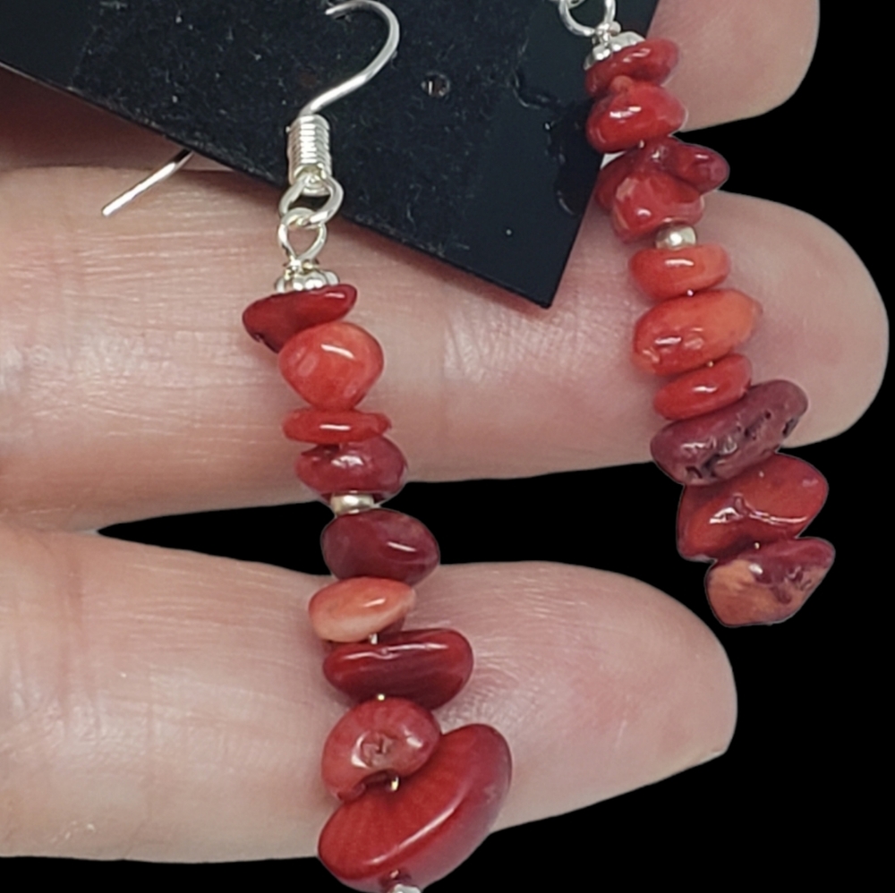 Australian coral drop earrings Sterling silver 925' ❣